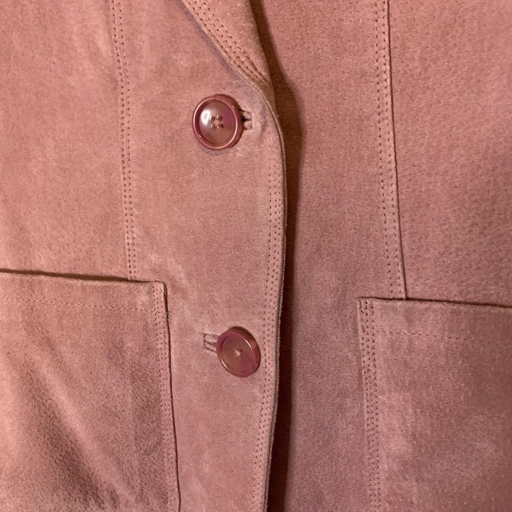 Vintage 90s RELATIVITY dusty light pink leather fitted blazer style jacket - Picture 5 of 7